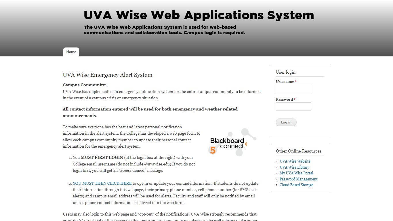 UVa-Wise@Home Intranet Site